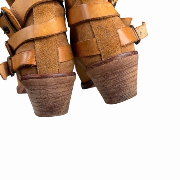 Women's SixtySeven ANTHROPOLOGIE Leather Buckle Wrapped Ankle BOOTS sz 38 US 7.5 - Picture 5 of 14